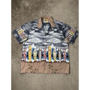 Vintage Mens Tshirt Button Up Winnie Fashion Hawaiian Made In Hawaii , Size XXL